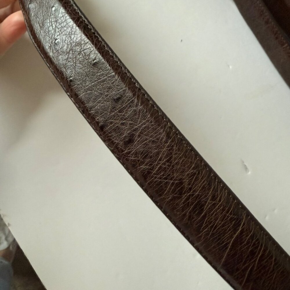 Rod Patrick Boots Mens Western Belt 1.25" Size 36 Taper End Brown Smooth Ostrich - Picture 6 of 12